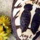 Owl wedding cake topper -Owls, Branches and the Moon Silhouette wood burning-Personalizable