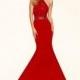 Elegant Lace Halter Neckline Mermaid Evening Dresses With Beadings & Rhinestones - overpinks.com