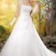 Charming A-line One Shoulder Beading Lace Sweep/Brush Train Satin&Organza Wedding Dresses - Dressesular.com