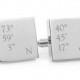 Co-ordinates - Engraved personalized square silver cufflinks - Groom gift (stainless steel personalised cufflinks)