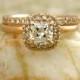 Diamond Engagement Ring with Matching Wedding Band in 14K Rose Gold Size 6