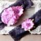 Wedding Garter Set Bridal Garter Belt - Purple Eggplant Plum Flower Garters Belts- Rustic Wedding Boho Bridal Flowers Garters Prom Garter