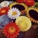 Paper Flower Bouquet - Bouquet of Sunflowers, Orange Daisies, Yellow & Gray Rolled Paper Flowers - Perfect for Mother's Day