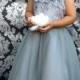 Beautiful Grey Silver Elegant Girls Lace Flower Girl Dress Customized to suit your Colour Theme