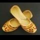 Golden Leather Khusa Fancy Sandal Indian Pakistani Traditional Khussa Shoe Bridal Wedding Shoe Size 8