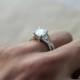 Moissanite Engagement Rings, Bradied band 7mm Cushion Forever One Moissanite & Diamond Platinum Ring