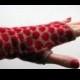 Fingerless Gloves With Polka Dots - Beige and Red Fingerless Gloves- Fashion Gloves - Winter Accesories - Womens Gloves nO 5.