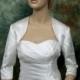 3/4 sleeve satin wedding bolero jacket shrug - available in ivory and white
