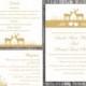 DIY Wedding Invitation Template Set Editable Text Word File Download Printable Reindeer Invitation Gold Wedding Invitation Yellow Invitation