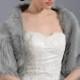 Silver faux fur bridal wrap shrug stole shawl cape FW010-Silver