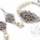 Wedding Bracelet Earrings Swarovski Pearl Rhinestone Bracelet Earrings Bridal Jewelry Wedding Jewelry Wedding Accessory Camelia