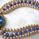 Cobalt Blue Necklace, Blue Pearl Choker, Mother of the Bride, Great Gatsby, Statement Necklace, Wedding Necklace, Blue Bridal Jewelry, Deco