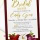Bridal Shower Invitation Printable pumpkin Bridal Shower Burgundy Gold Shower Invitation Fall in love Wine Bridal Shower Invite idb38