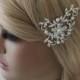 free shipSilver Plated Off-White Ivory Pearl & Austrian Crystal Bridal Hair Comb Wedding Hair Piece Clip Tiara Slide Fascinator Brooch
