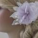 Bridal lace hair comb ivory lace lilac floral Hairpiece Ivory pearl lace floral wedding hair piece bride hair comb
