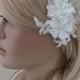 Bridal lace floral headpiece ivory silver rhinestone lace Hairpiece Ivory Beaded lace floral wedding hair piece bride hair comb