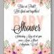 Baby shower invitation template with watercolor flower wreath.