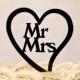 Mr. and Mrs. inside a Heart wedding cake topper - Mr. and Mrs. wedding cake topper - heart weddng cake topper - custom cake topper