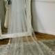 Lace edged Chapel length veil. Lace and tulle long wedding veil.