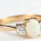 Rose gold Opal and Diamond engagement ring in 18 carat gold for her handmade ring UK