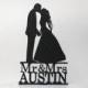 Personalized Wedding Cake Topper - First Kiss with Mr & Mrs your last name