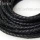 Black braided cord 5mm Black leather cord Natural leather cord Indian leather cord Jewelry supplies Jewelry cord Genuine leather round cord