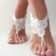 Free Ship Beach wedding barefoot sandals, ivory Barefoot , french lace sandals, wedding anklet,
