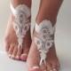 Free Ship Beach wedding barefoot sandals, ivory Barefoot , french lace sandals, wedding anklet,