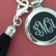 1 pcs - 3 Letter Interlock Monogram Keychain in Black with Black Tassel - Ships from Texas by TIJC - FC63024T