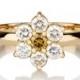 Flower Shape Yellow Diamond Ring, 14K Gold Ring, 0.55 TCW Yellow Diamond Engagement Ring, Gold Rings for Women