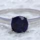 Genuine 1ct Blue Sapphire solitaire ring in Titanium or White Gold - engagement ring - wedding ring - handmade ring