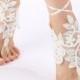 White , ivory lace barefoot sandals wedding barefoot , lace sandals Beach wedding barefoot sandals , White barefoot sandals