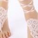 Free Ship ivory or blush , lariat sandals, laceBarefoot Sandals, french lace, Beach wedding barefoot sandals