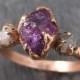 Raw Sapphire Diamond Gold Engagement Ring Wedding Ring Custom One Of a Kind Purple Gemstone Ring Three stone Ring byAngeline 0111