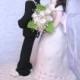 Wedding cake topper, Romantic wedding cake topper, groom kissing bride