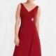 Fashion Nice Red V-neck Beaded Empire Bodice Jordan Bridesmaids Dress 459 - Cheap Discount Evening Gowns