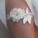 free ship ivory gold lace garter , 3D floral garter bridal garter, floral garter, garter, floral garter, toss garter, wedding garter