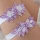 free ship lilac floral garter set, bridal garter, floral garter, garter, lace garter, toss garter, wedding garter