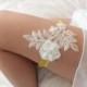 free ship ivory yellow lace garter , bridal garter, floral garter, garter, floral garter, toss garter, wedding garter