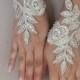 Free ship,champagne gold Wedding gloves bridal fingerless french lace gauntlets fingerloop, lace glove
