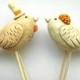 Neutral Birds in lLove Wedding cake topper Rustic Wedding Ivory Linen and Tangerine