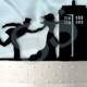 Bride Pulling Groom Into Tardis Dr Who Inspired Wedding Cake Topper