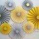 Set of 8 Gray and Yellow Rosettes 