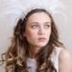 Bohemian Feather Bridal headdress - Editorial, statement Wedding Headpiece with ivory ostrich feathers -Vintage showgirl headpiece