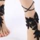 Free ship Black or ivory Barefoot Sandals, french lace, shoes, Gothic, Wedding, Victorian Lace, Sexy, barefoot sandals