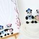 Wedding panda cake topper, custom bear cake topper, thumbprint guest book, bride and groom with banner, animal cake topper