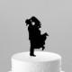 Ships NEXT Day! Country Western Wedding Cake Topper Silhouette Cowboy with Hat & both wearing boots, BLACK Acrylic Cake Topper [CT17w]