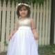 Princess Gold Flower Girl Dress Gold sequin Bodice with White Tulle FLowergirls Dress Customized.