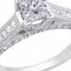 Princess Cut Diamond Engagement Ring 1.07CT Vintage Engagement Ring Hand Engraved Princess Cut V tip Diamond Engagement Ring White Gold 14k