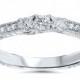 1/4Ct 3 Stone Diamond Engagement Ring Vintage Antique Style 14K White Gold Size 4-9